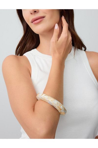 Jimmy Key Beige Marble Look Thick Bracelet