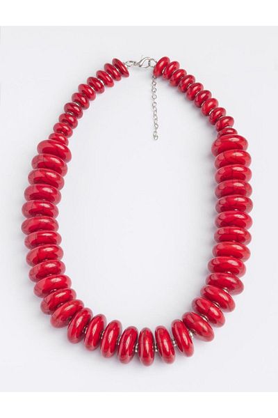 Jimmy Key Red Thick Bead Detailed Necklace