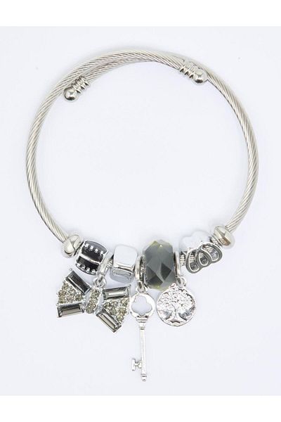 Jimmy Key Silver Color Charm Bracelet with Key Figure