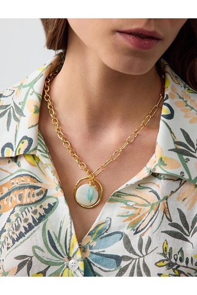 Jimmy Key Gold Color Round Figured Adjustable Chain Necklace