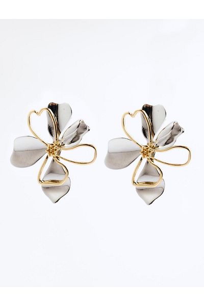 Jimmy Key Mixed Metal Flower Figured Earrings