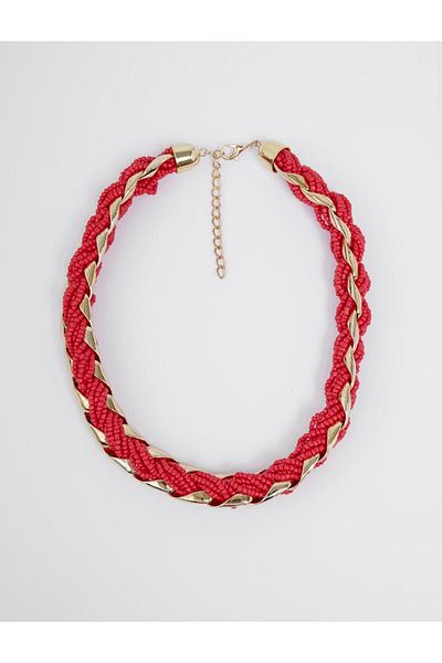 Jimmy Key Red Bead Detailed Spiral Adjustable Necklace