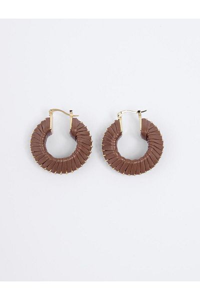 Jimmy Key Brown Color Detailed Hoop Earrings
