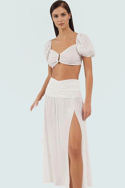 PayBuy Summer Woven Blouse Skirt Set V Neck Short Sleeve Beach Fashion High Quality Comfortable Cut