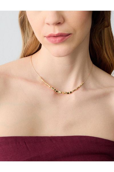 Jimmy Key Gold Color Metal Bead Detailed Necklace