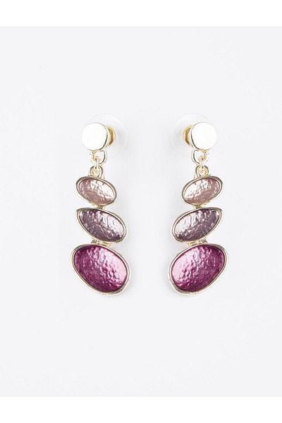 Jimmy Key Pink Oval Figured Dangle Earrings