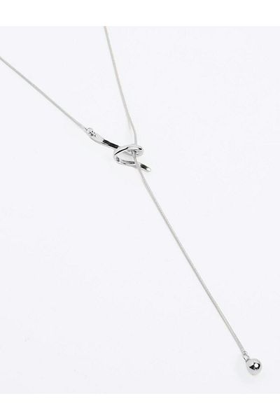 Jimmy Key Silver Color Figured Long Necklace
