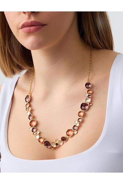 Jimmy Key Brown Multiple Round Figured Adjustable Necklace