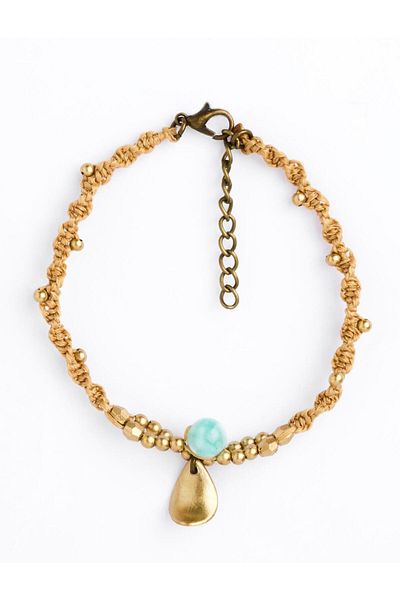 Jimmy Key Orange Bead Detailed Adjustable Bracelet