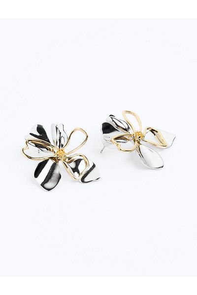 Jimmy Key Mixed Metal Flower Figured Earrings