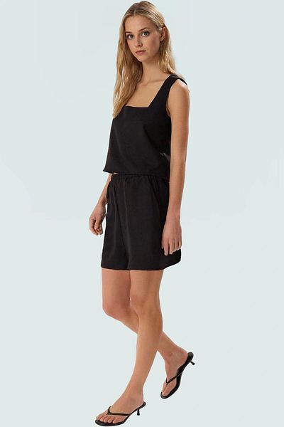PayBuy Women's Linen Look High Waist Short Shorts Blouse Set Carefully Selected for Casual Summer Combinations
