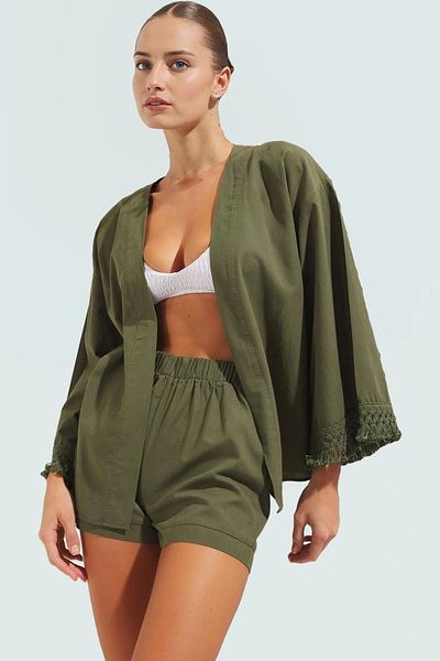 PayBuy Summer Ethnic Pattern Cotton Kimono Shorts Set Casual Design for Beach Modern Style Carefully Selected