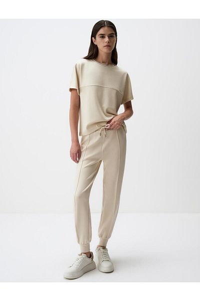 Jimmy Key Beige High Waist Slim Leg Pocket Jogger Trousers