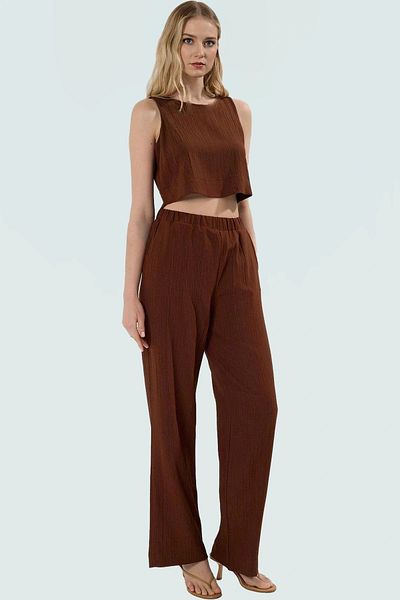 PayBuy Women's Summer Crinkle Woven Crop Pants Set Comfortable to Wear and Stylish