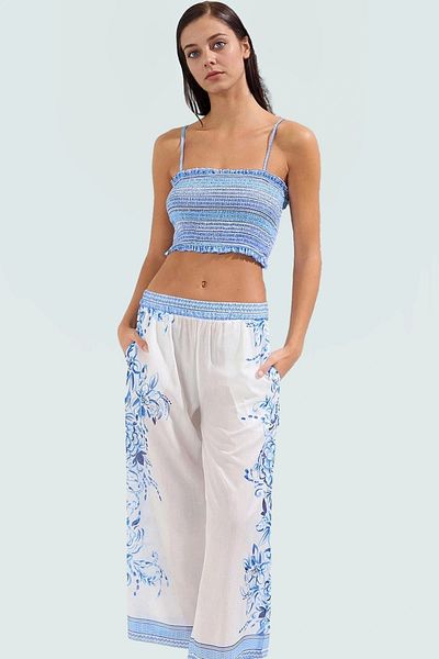 PayBuy Summer Floral Pattern Cotton Blouse Pants Suit Beach Fashion Modern Style Carefully Selected