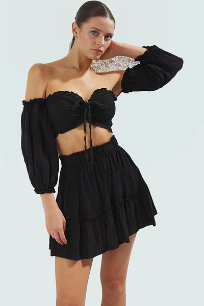 PayBuy Summer Shawl Pattern Viscose Blouse Skirt Set Beach and Daily Use Durable Material Special Design