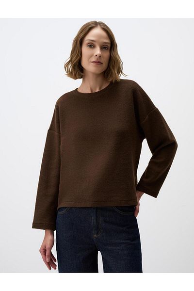 Jimmy Key Dark Brown Crew Neck Long Sleeve Knitted Sweatshirt