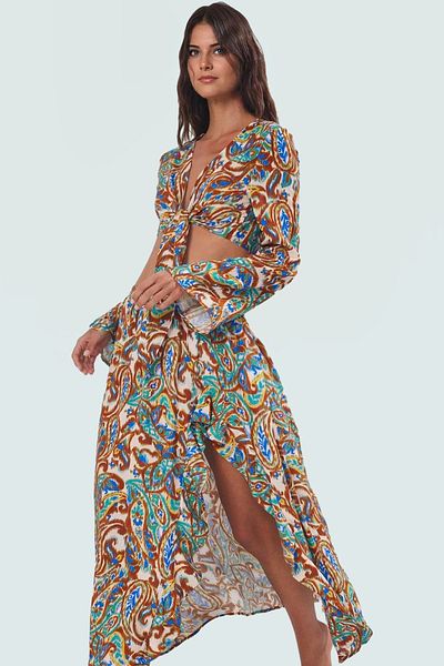 PayBuy Summer Multi-Pattern Viscose Blouse Skirt Set Long-Lasting Modern Style for Beach Chic