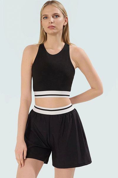 PayBuy Women's Sports Crew Neck Sleeveless Knitted Shorts Suit Summer Collection Comfortable Cut Zarifane Design