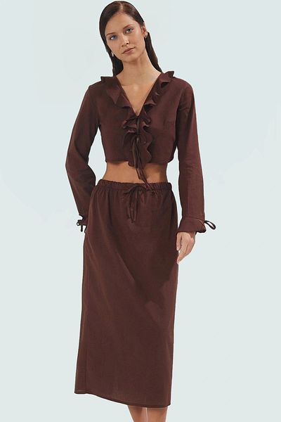 PayBuy Summer Women's Long Sleeve Cotton Blouse Skirt Suit Beach Fashion Professional Look Modern Style