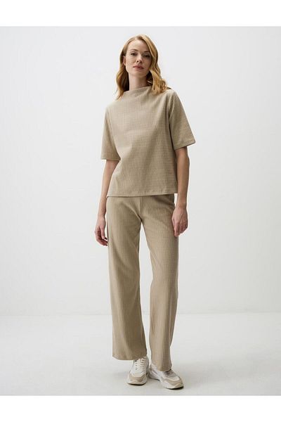 Jimmy Key Beige Melange Loose Crew Neck Knitted Blouse