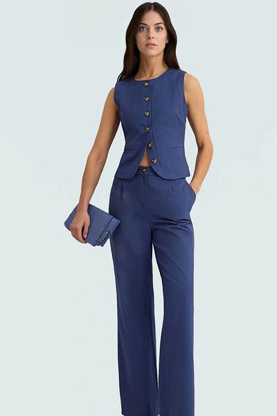 PayBuy Summer Cotton Gabardine Vest Pants Suit Wide Leg for Casual Daily Style Use