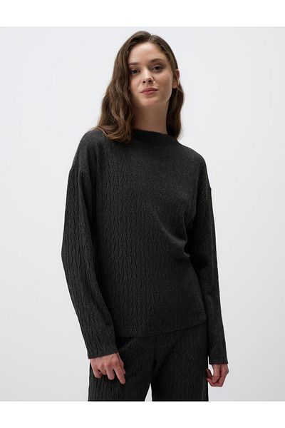 Jimmy Key Anthracite Melange Long Sleeve Boat Neck Knitted Sweatshirt
