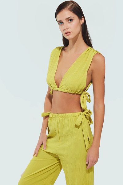 PayBuy Women's Cotton Woven Beach Blouse Pants Set Modern Style for Casual Summer Combinations