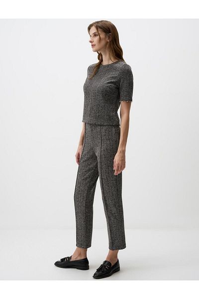 Jimmy Key Anthracite Melange High Waist Wide Leg Elastic Waist Knitted Trousers