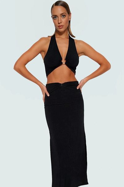 PayBuy Stylish V-Neck Fitted Knitted Blouse Skirt Beach Set Appearance Modern Style Premium Quality