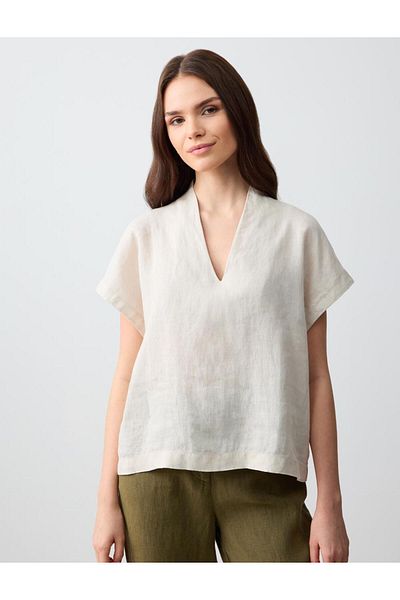Jimmy Key Stone 100% Linen V-Neck Tank Top