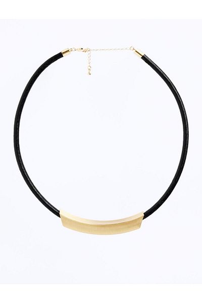 Jimmy Key Black Wooden Detailed Adjustable Necklace