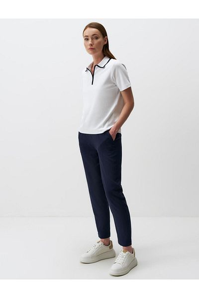Jimmy Key White Polo Collar Short Sleeve Detailed T-Shirt