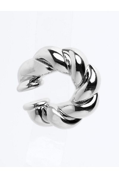 Jimmy Key Silver Color Twist Patterned Hoop Earrings