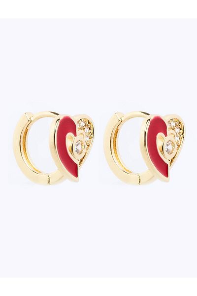 Jimmy Key Red Color Heart Figured Earrings