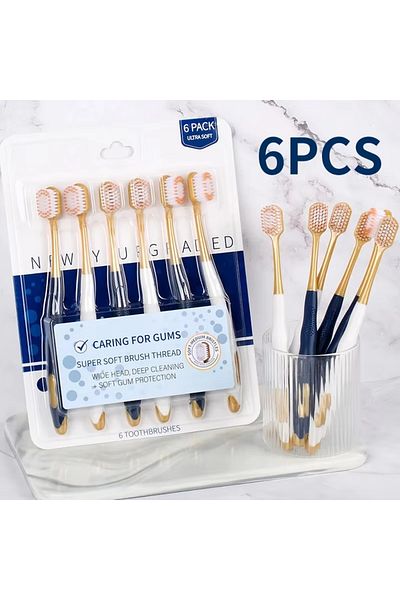 Choice 6pack Ultra Soft Bristle Toothbrush For Adults Wide Head Anti Slip Handle High End Home Style