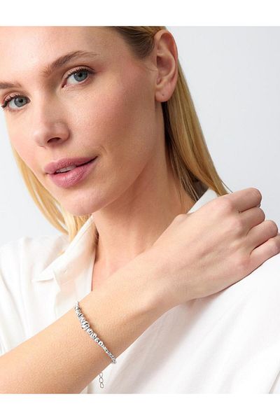Jimmy Key Silver Color Bright Ball Figured Adjustable Bracelet