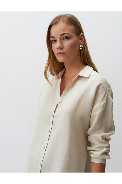 Jimmy Key Stone 100% Linen Long Sleeve Basic Shirt