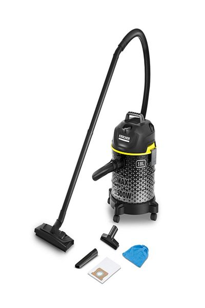 Karcher 1500W DVAC Large Operating Radius Drum Vacuum Cleaner Black and Silver 18 Liter JE1.723-970