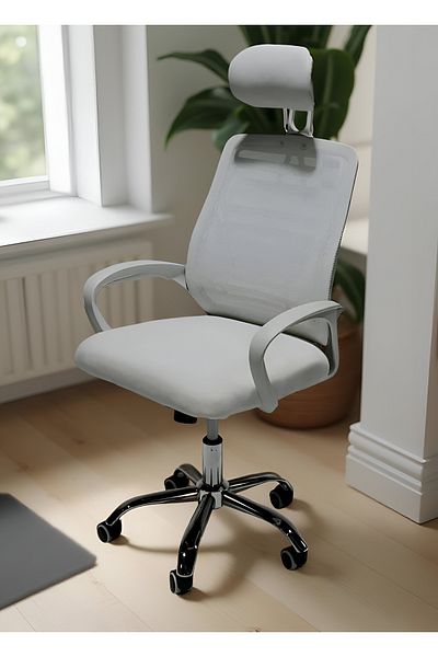 rexa Ergonomic White Office Chair with Breathable Mesh Back – Adjustable Height & Lumbar Support