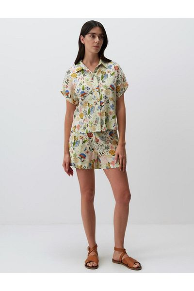 Jimmy Key Mixed Short Sleeve Patterned Linen Shirt