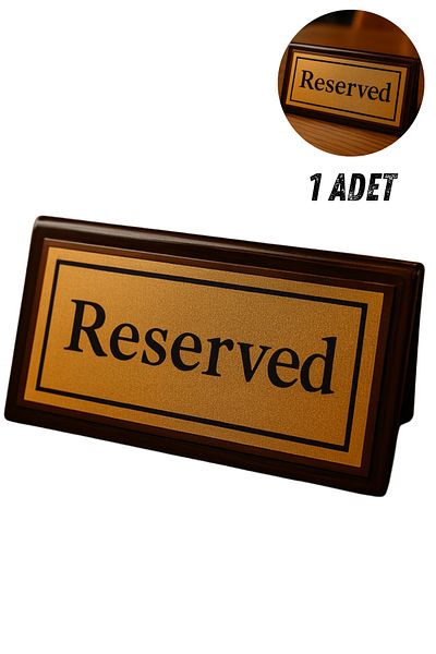 Happynesso Black Plexiglass Top Single Direction Gold Metal "Reserved" Lettering from Table Writing Series - 100 mm X 50 mm