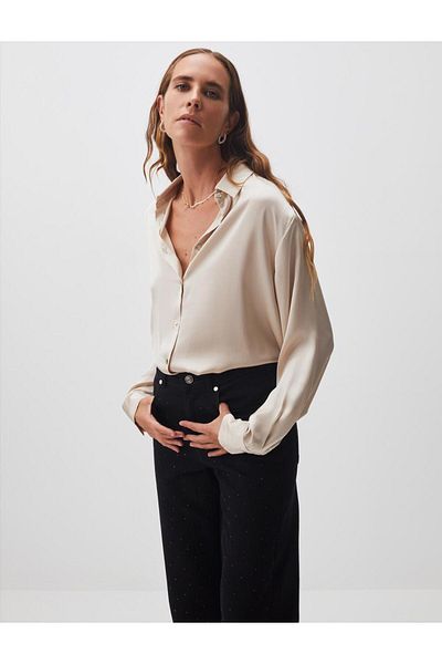 Jimmy Key Stone Long Sleeve Satin Shirt