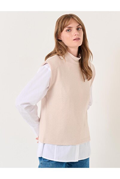 Jimmy Key Béžová pletená halenka bez rukávů s vycpaným polstrováním