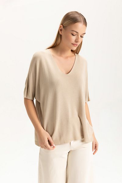 Glocal Hanorac elegant cu guler tricotaj