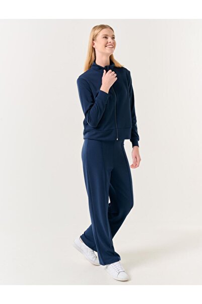 Jimmy Key Παντελόνι Jogger με κανονικό πόδι με ψηλόμεσο μπλε Navy