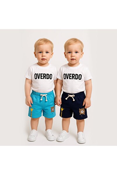 Overdo 2ip Ayıcık Baskılı Beli Lastikli Unisex Şort