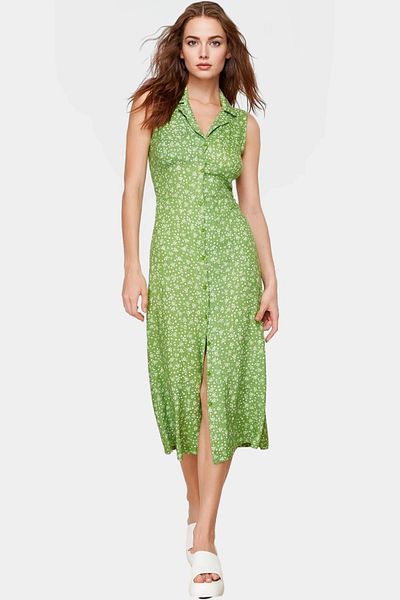 PayBuy Viscose Midi Length Floral Pattern Shirt Dress Summer Casual Design High Quality Professional Look