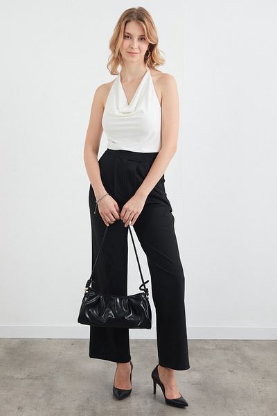 Fulla Moda Velcro Zippered Palazzo Fabric Trousers