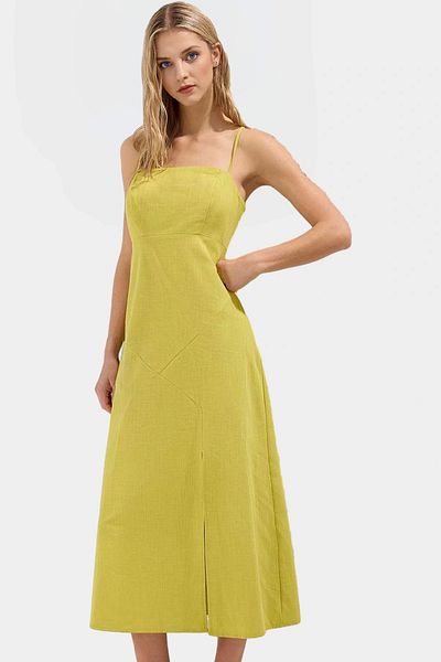 PayBuy Maxi a Line Sleeveless Linen Blend Dress Summer Casual Style Zarifane Design Special